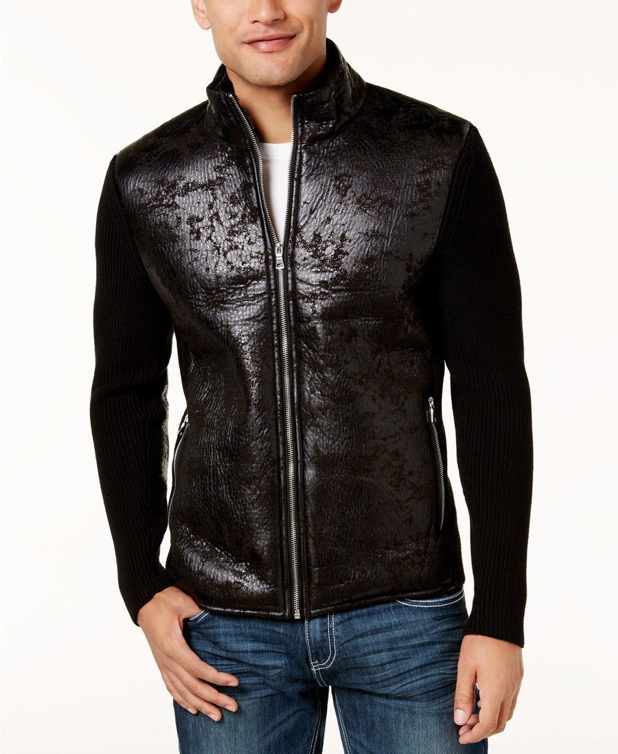 Inc International Concepts Textured Sweater Jacket  Deep Black