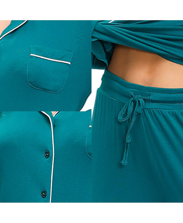 Ink+ivy Ink+ivy Wo Notch Collar Pajama Top And Pant Set Evergreen