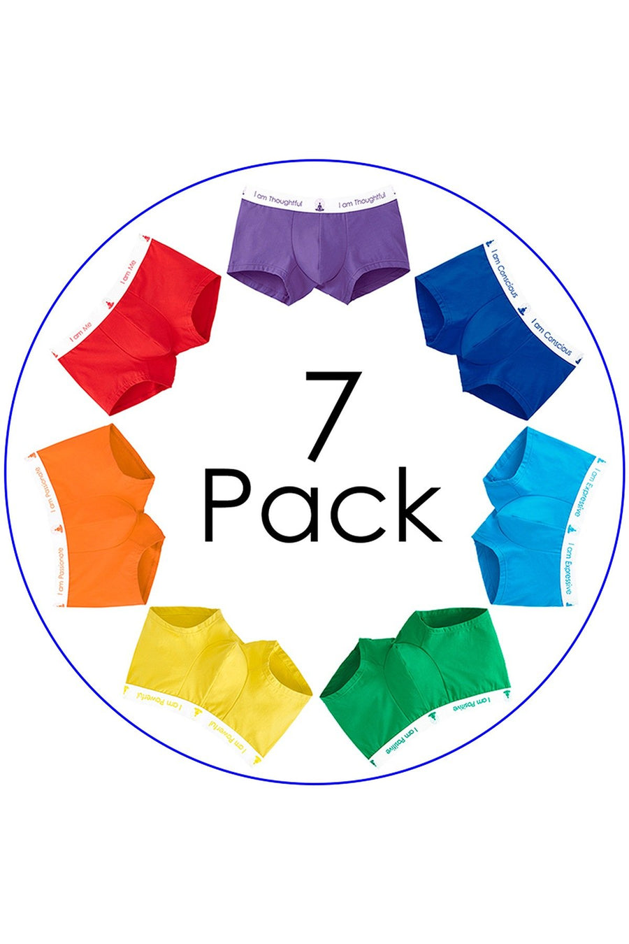InnerBalanceWear 7-Chakra Affirmation Trunk 7-Pack Set