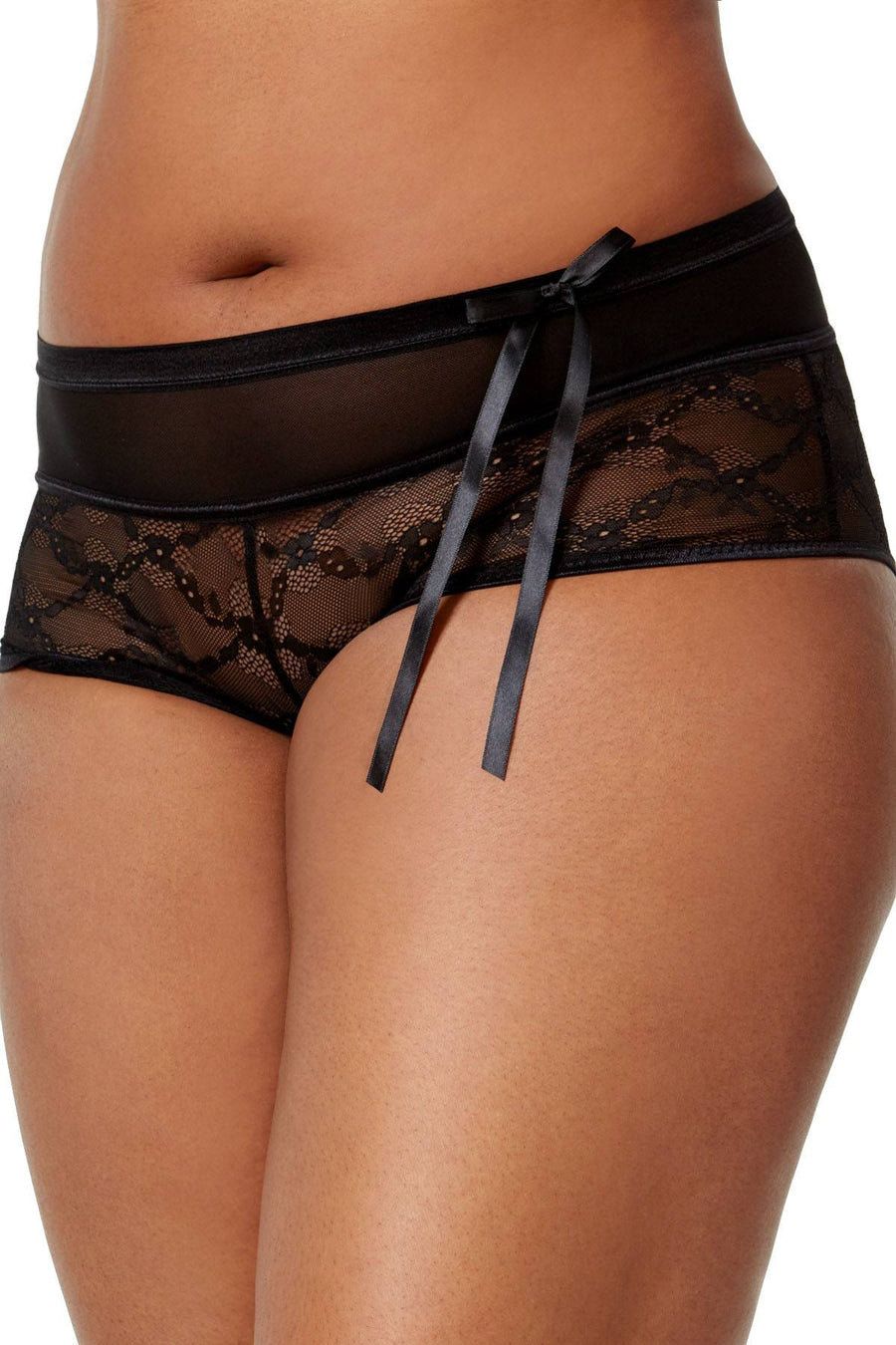 Inspire Psyche Terry PLUS Black Chantilly Lace Boyshort