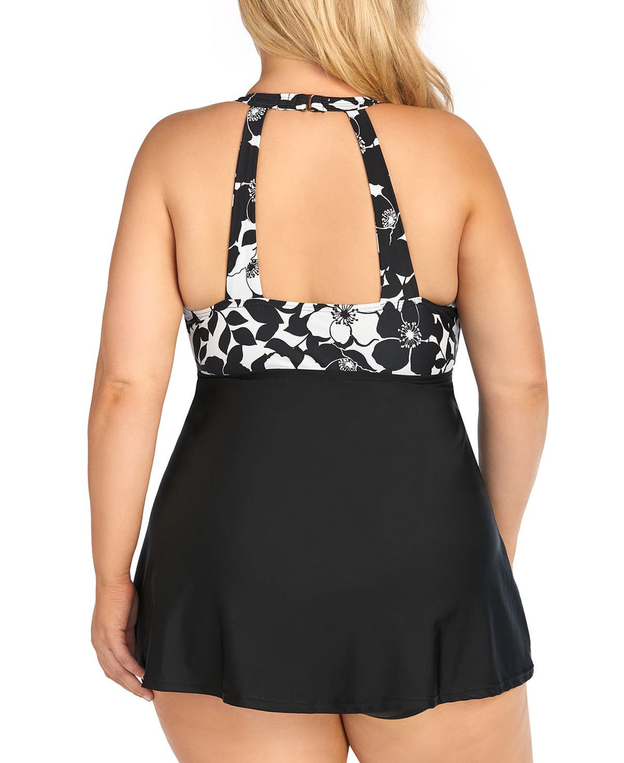 Island Escape Trendy Plus Lei Day H-back Swimdress Lei Day