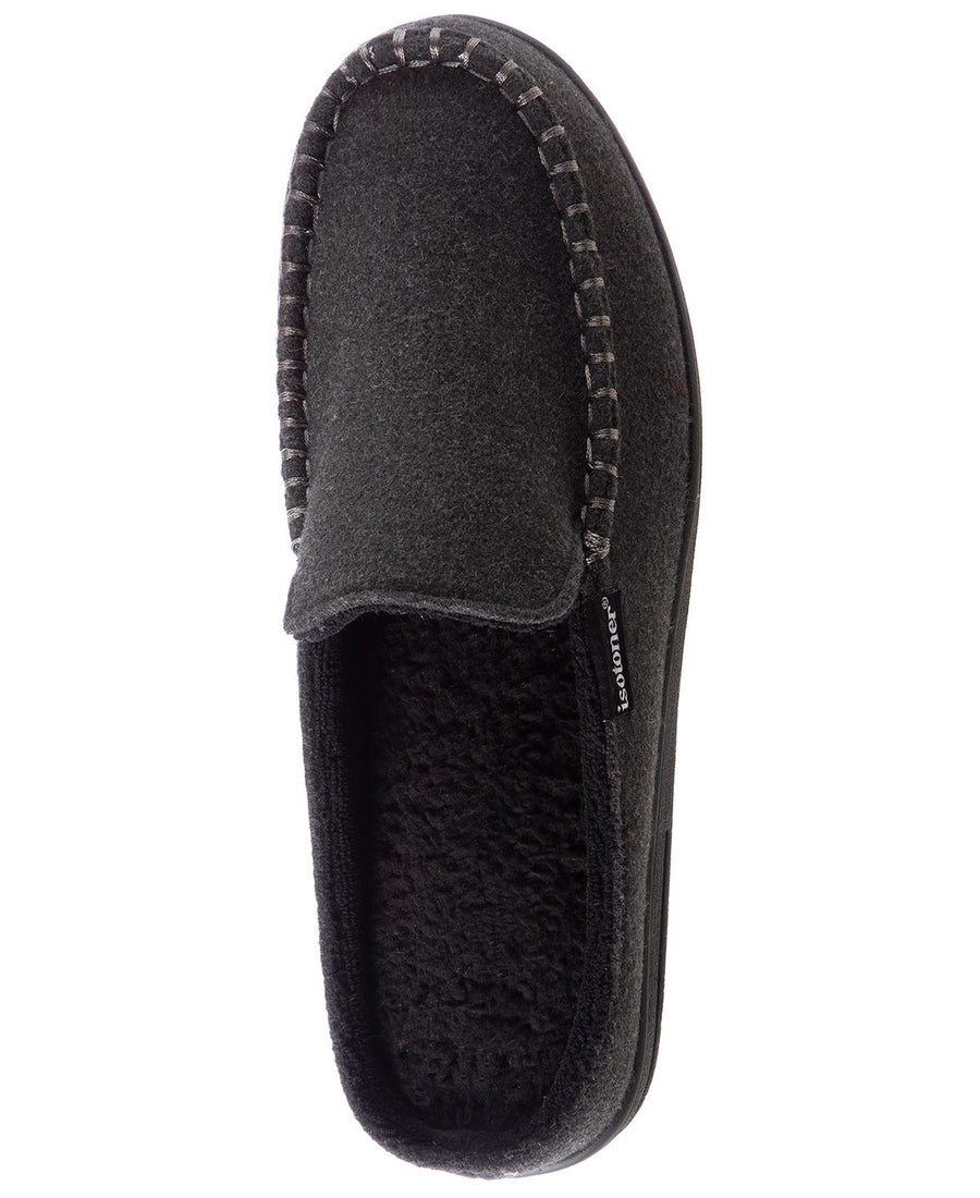 Isotoner Signature Grady Hood-back Moccasins Slippers Dark Charcoal Heather