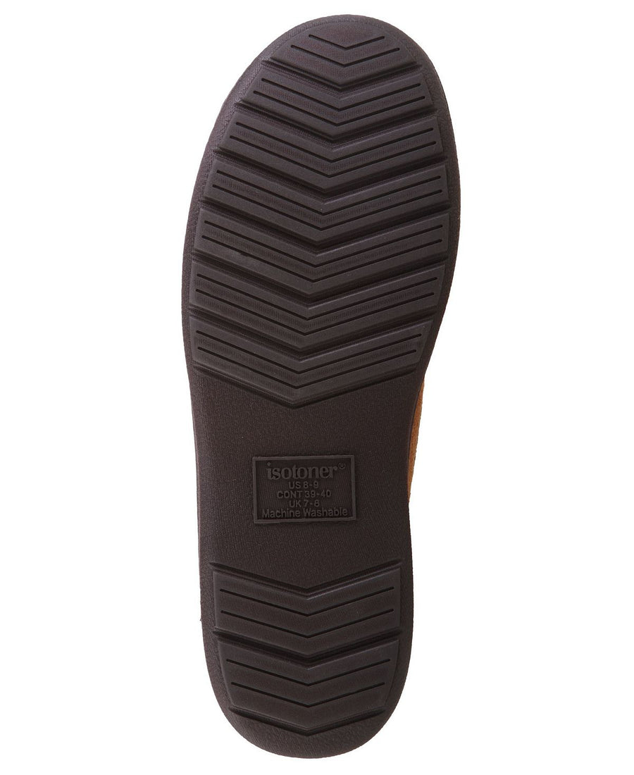 Isotoner Signature Memory Foam Microsuede Nigel Moccasin Slippers Cognac