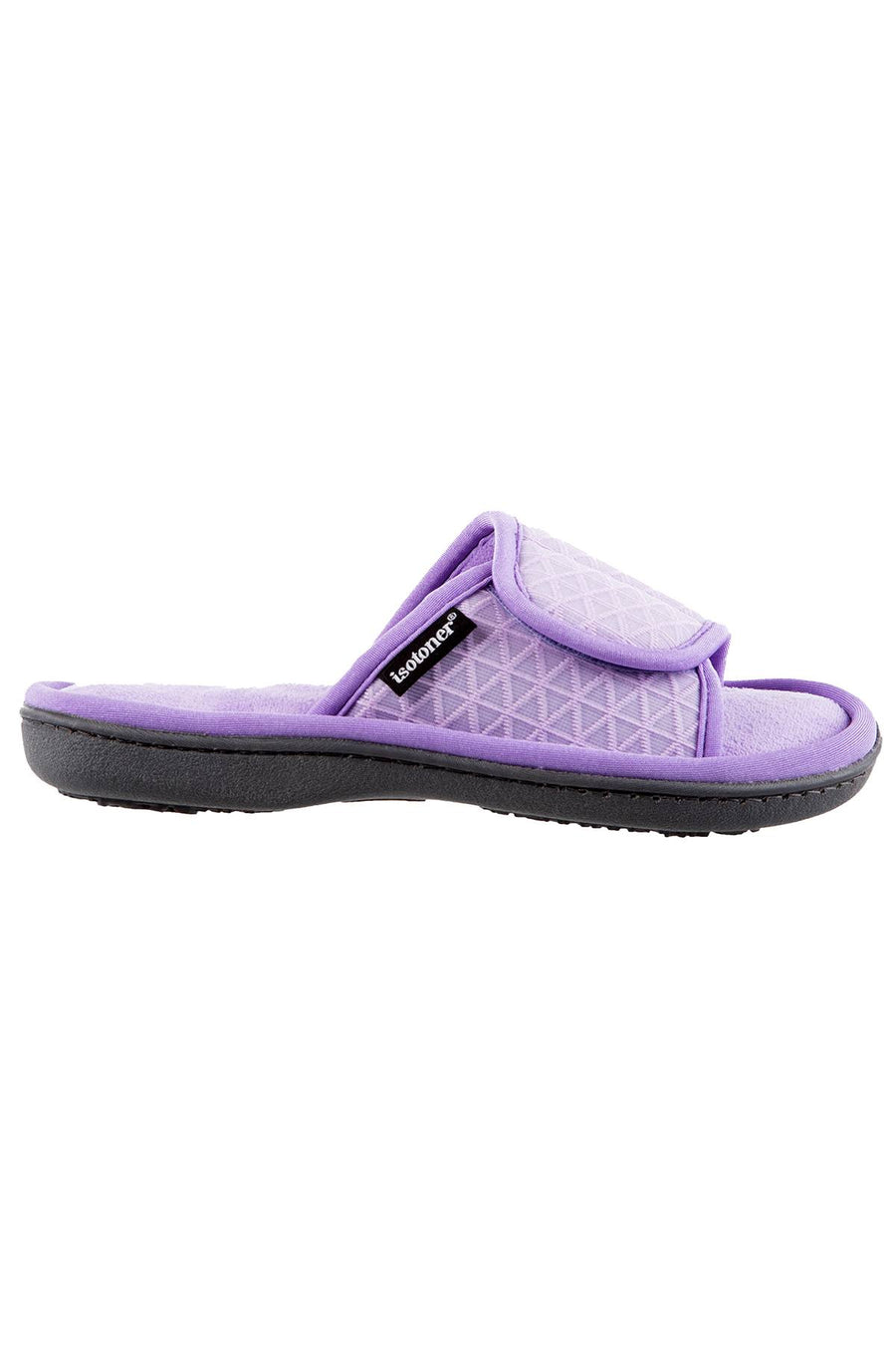 Isotoner Signature Mesh Mia Moisture Wicking Adjustable Slide Slippera in Purple Pastel