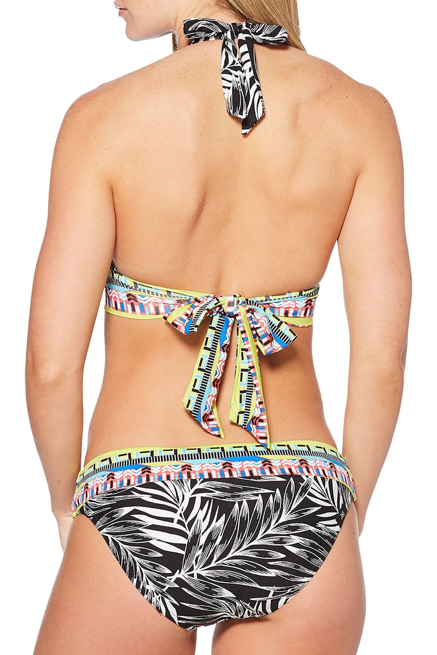 JAG Tropical Palm Halter Bikini Top in Black