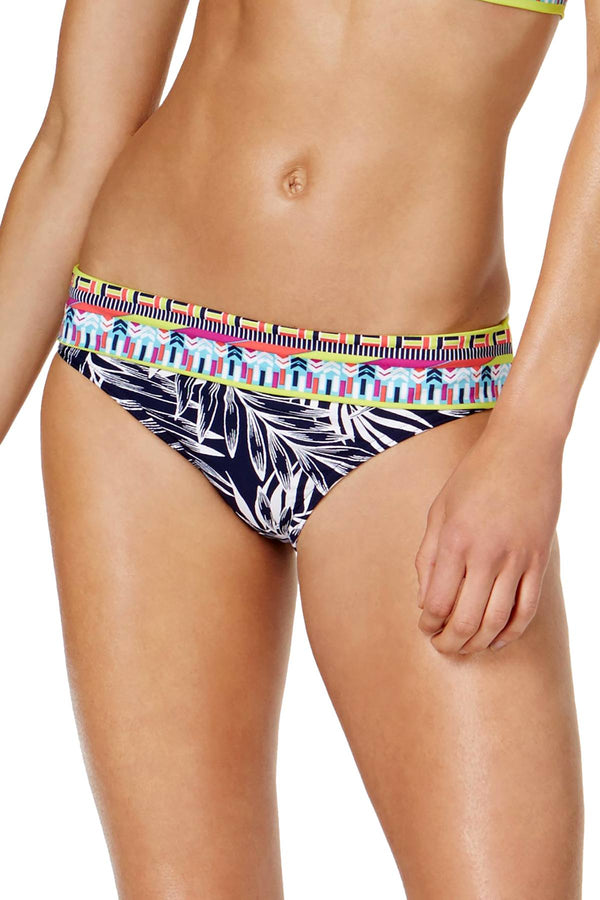 JAG Tropical Palm Retro Hipster Bikini Bottom in Navy/Bleu Marine