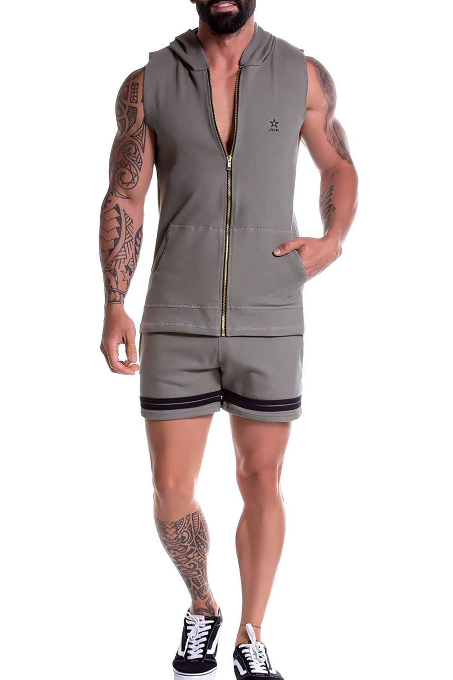 JOR Green Squash Sleeveless Zip-Hoodie