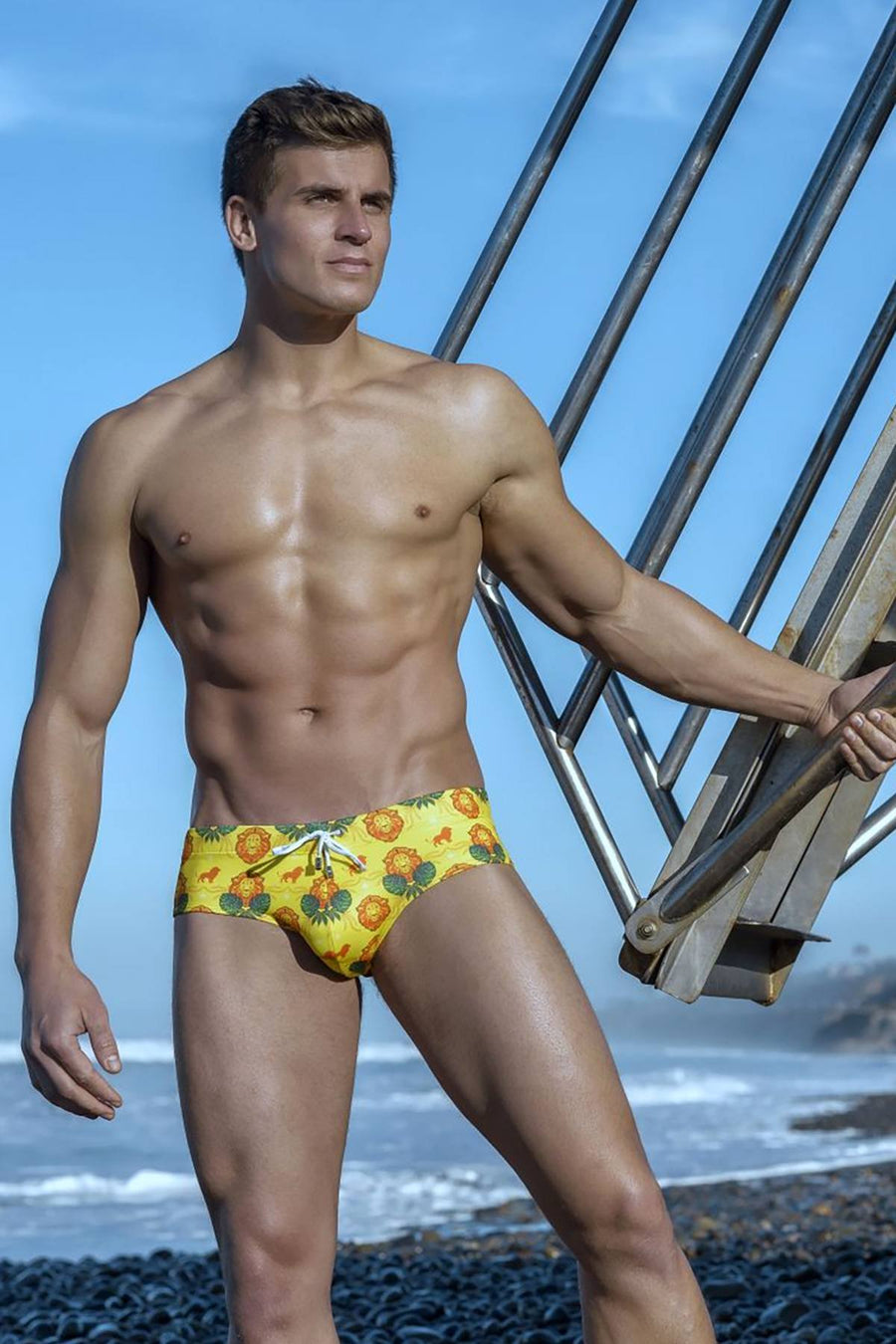 JOR Yellow Wild-Printed Swim Brief
