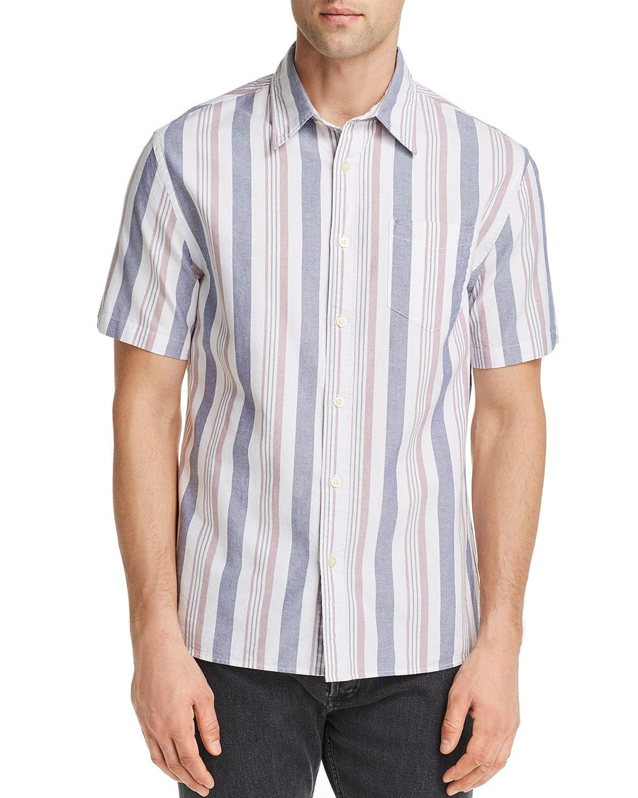 Jachs Ny Short-sleeve Striped Regular Fit Shirt Navy