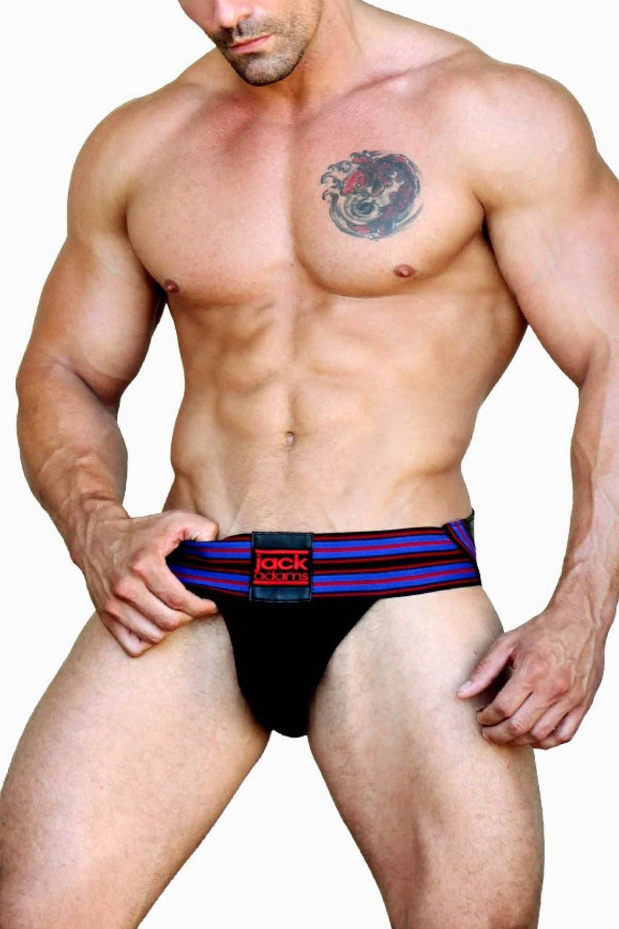 Jack Adams Black & Blue Tie-Back Jockstrap