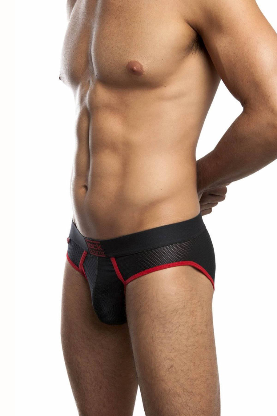 Jack Adams Black & Red Bodyflex Mesh Contour Brief