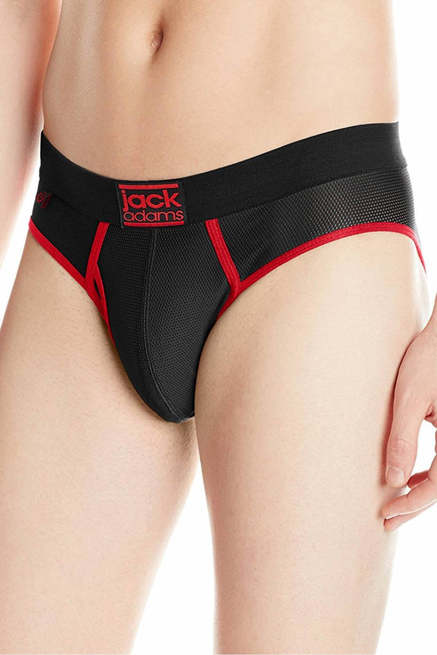Jack Adams Black & Red Bodyflex Mesh Contour Brief