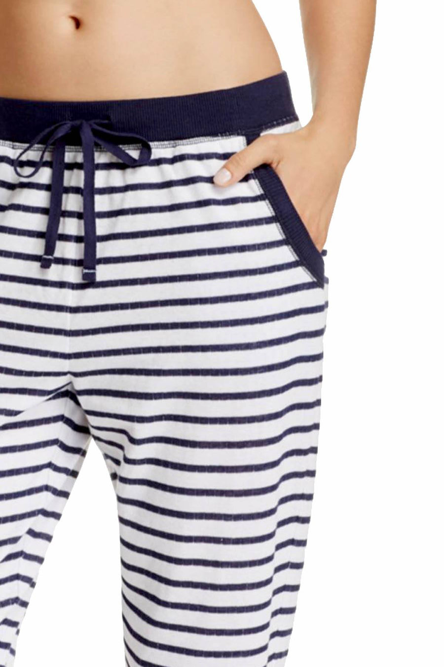 Jane and Bleecker Navy/White Stripe Lounge Jogger Pant