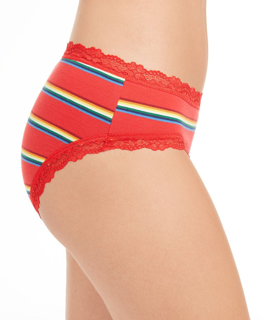 Jenni Cotton Lace Trim Hipster Underwear Carnival Stripe