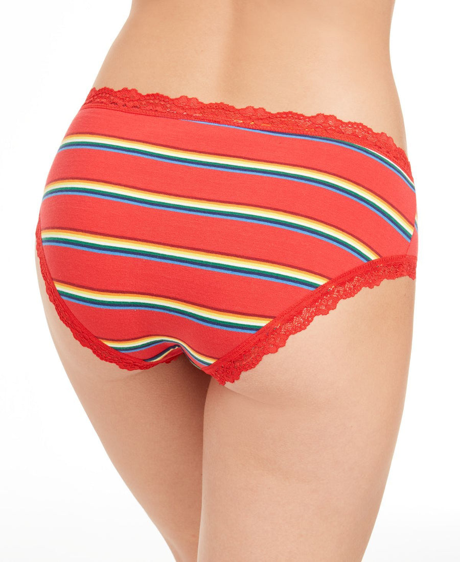 Jenni Cotton Lace Trim Hipster Underwear Carnival Stripe