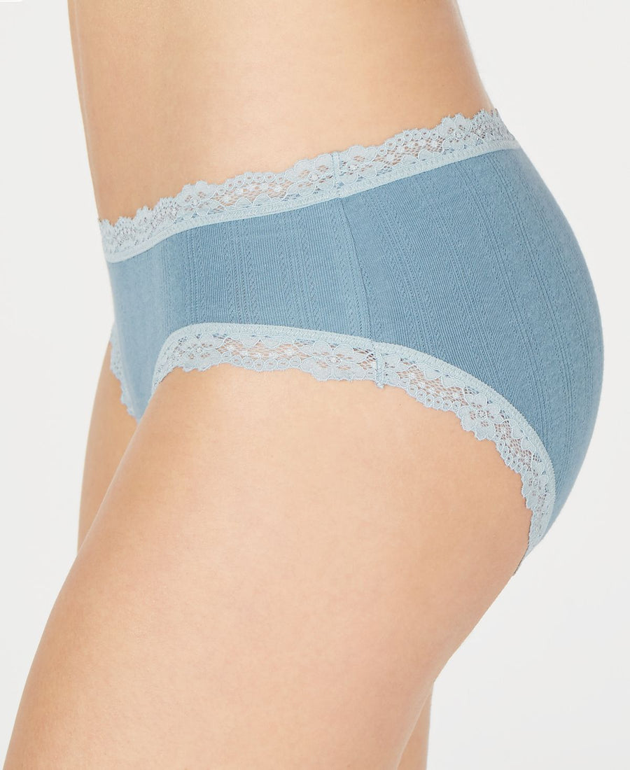 Jenni Cotton Lace Trim Hipster Underwear Denim Spruce