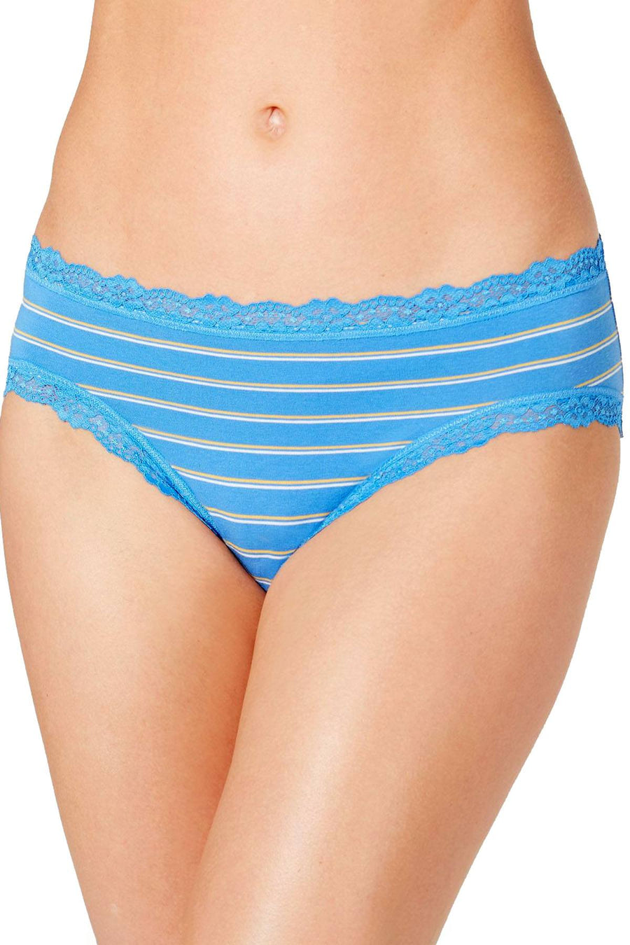 Jenni Cotton Lace Trim Hipster in Blue Stripe