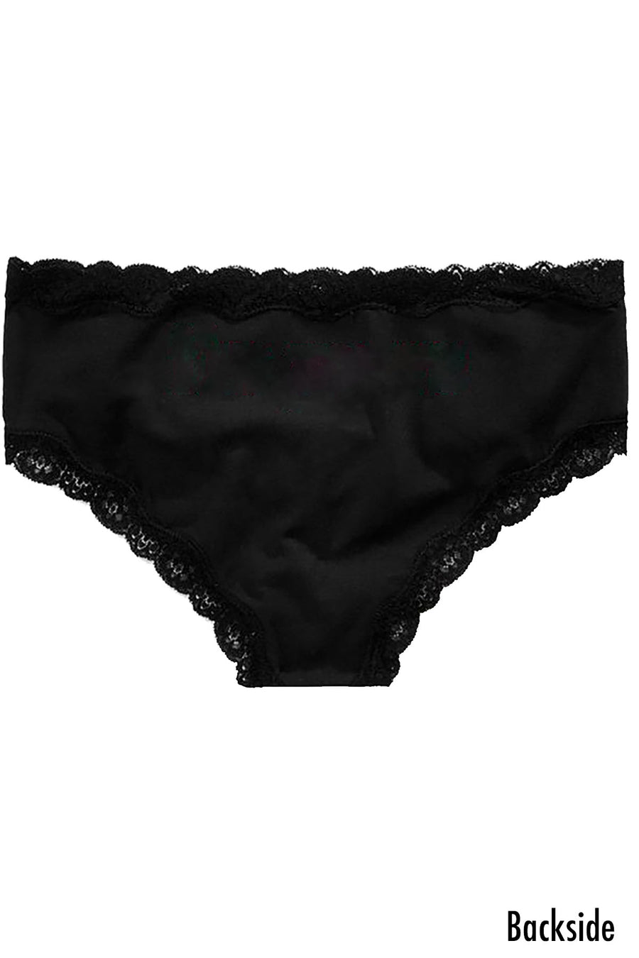 Jenni Cotton Lace Trim Hipster in Classic Black