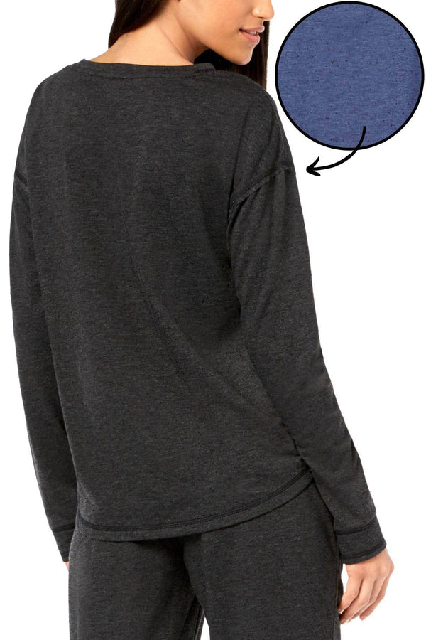 Jenni Graphic Print Long Sleeve Lounge Tee in Monday Blue