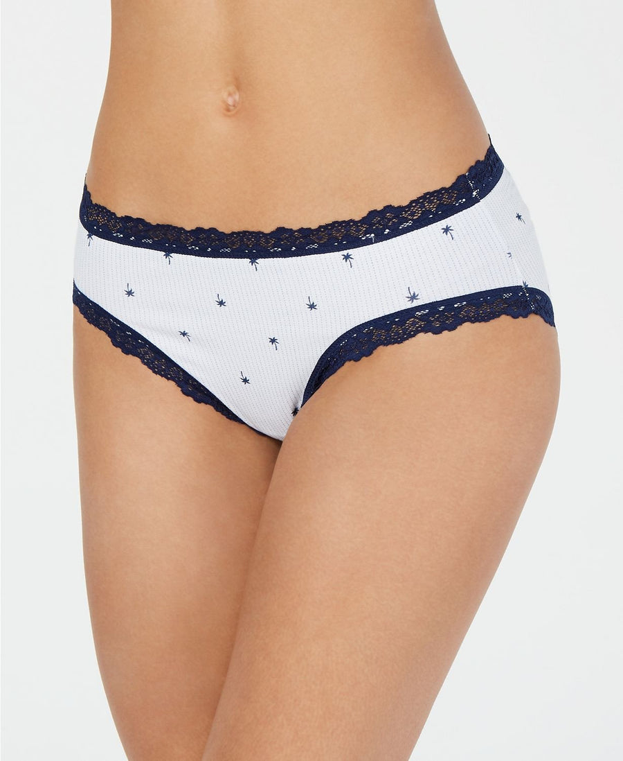 Jenni Lace Trim Cotton Hipster in Striped Palm