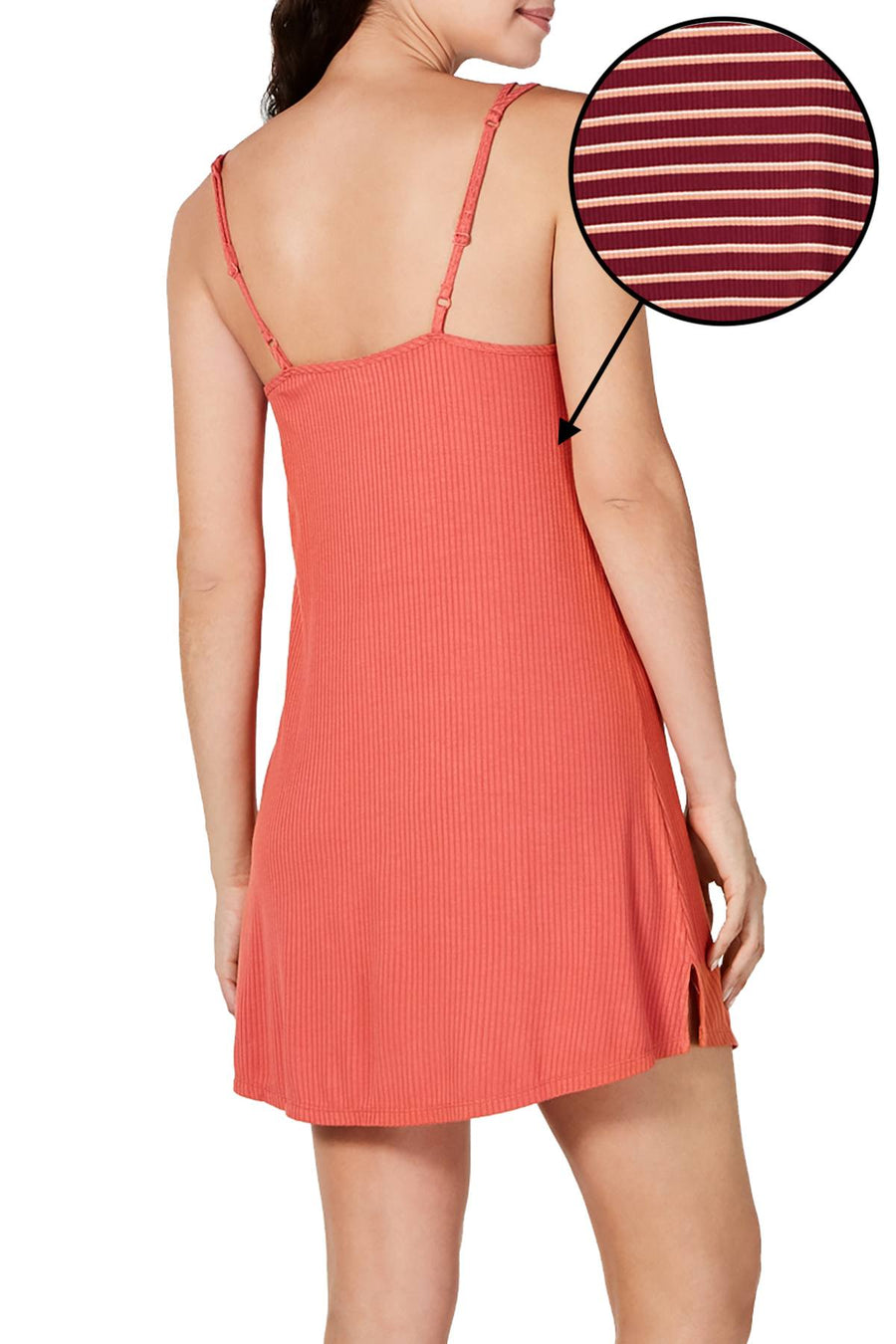 Jenni Ladder Front Scoop Neck Chemisein Plum Wine Mini Stripe