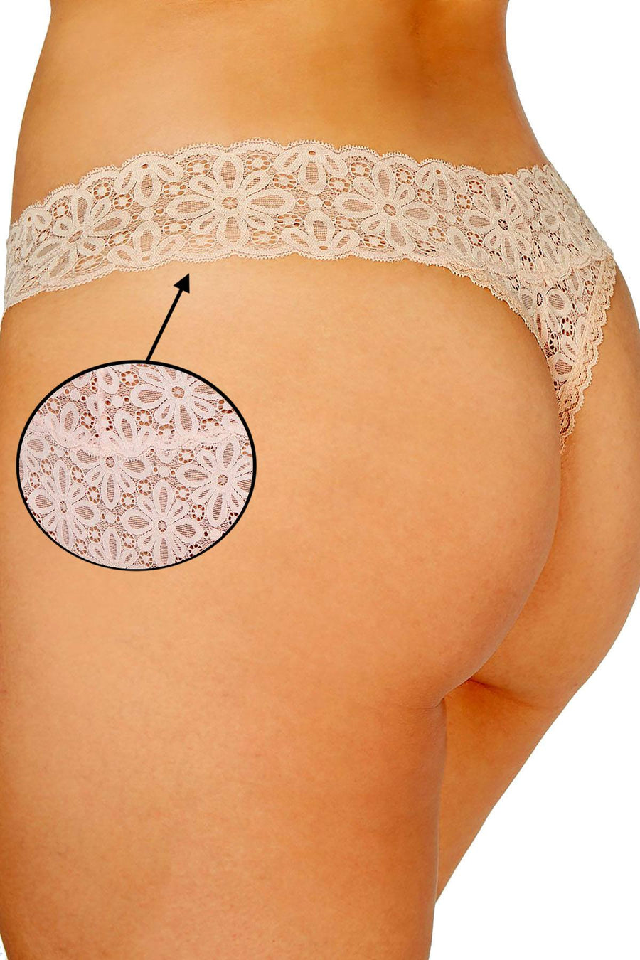 Jenni PLUS Lace Thong in Peachskin