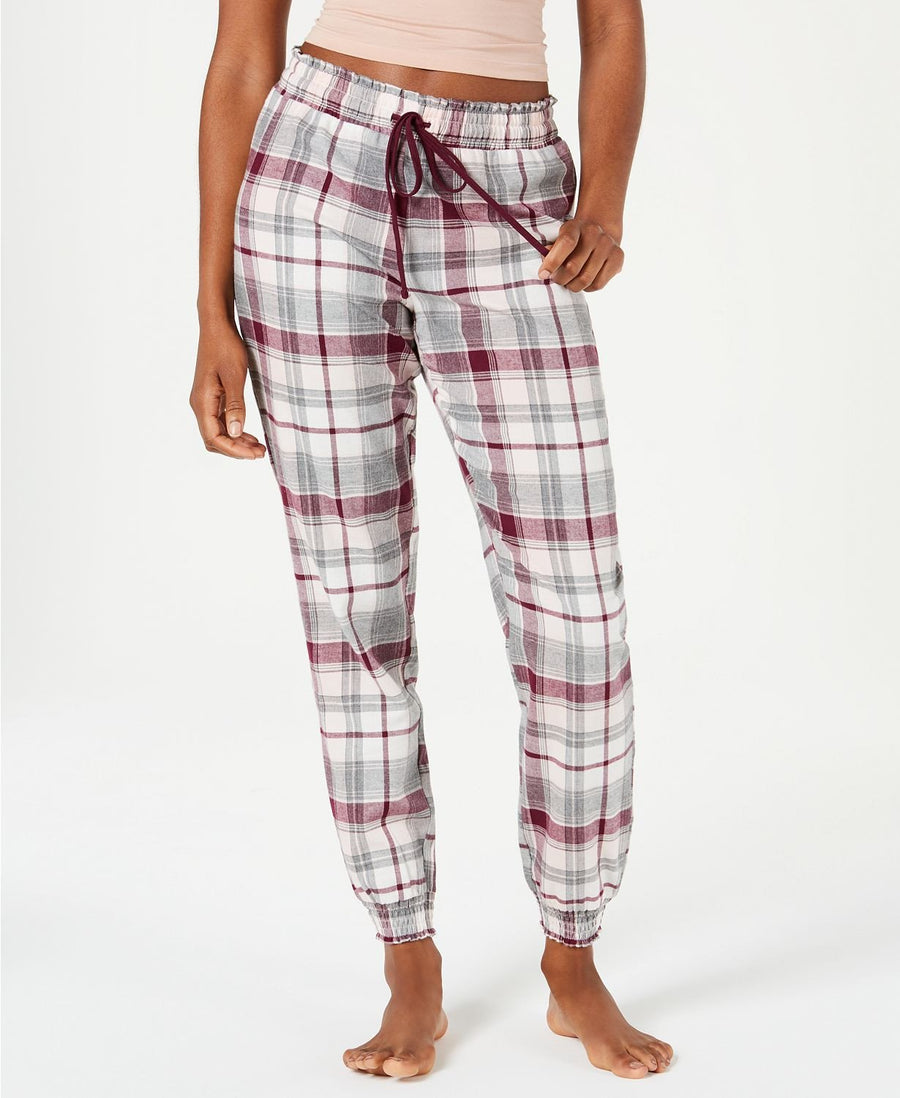Jenni Printed Cotton Jogger Style Pajama Pant in Berry Plaid