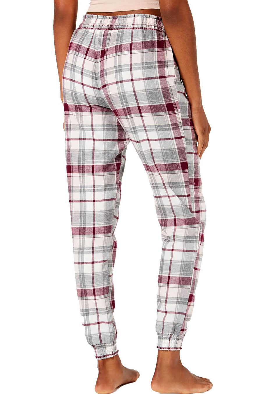Jenni Printed Cotton Jogger Style Pajama Pant in Berry Plaid