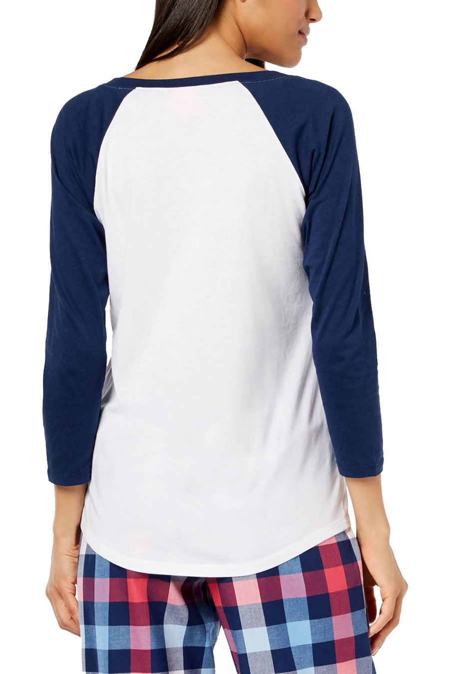 Jenni Raglan Sleeve Graphic Print Lounge Top in Pillow Fight Navy