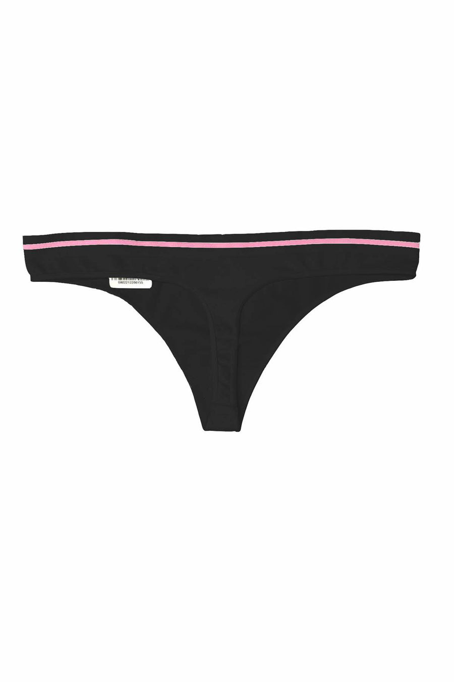 Jenni Seamless Thong in Black with Pink Stripe
