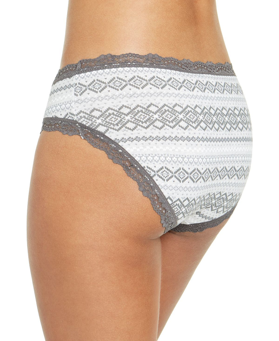 Jenni Wo Printed Lace-trim Hipster Underwear Fairisle