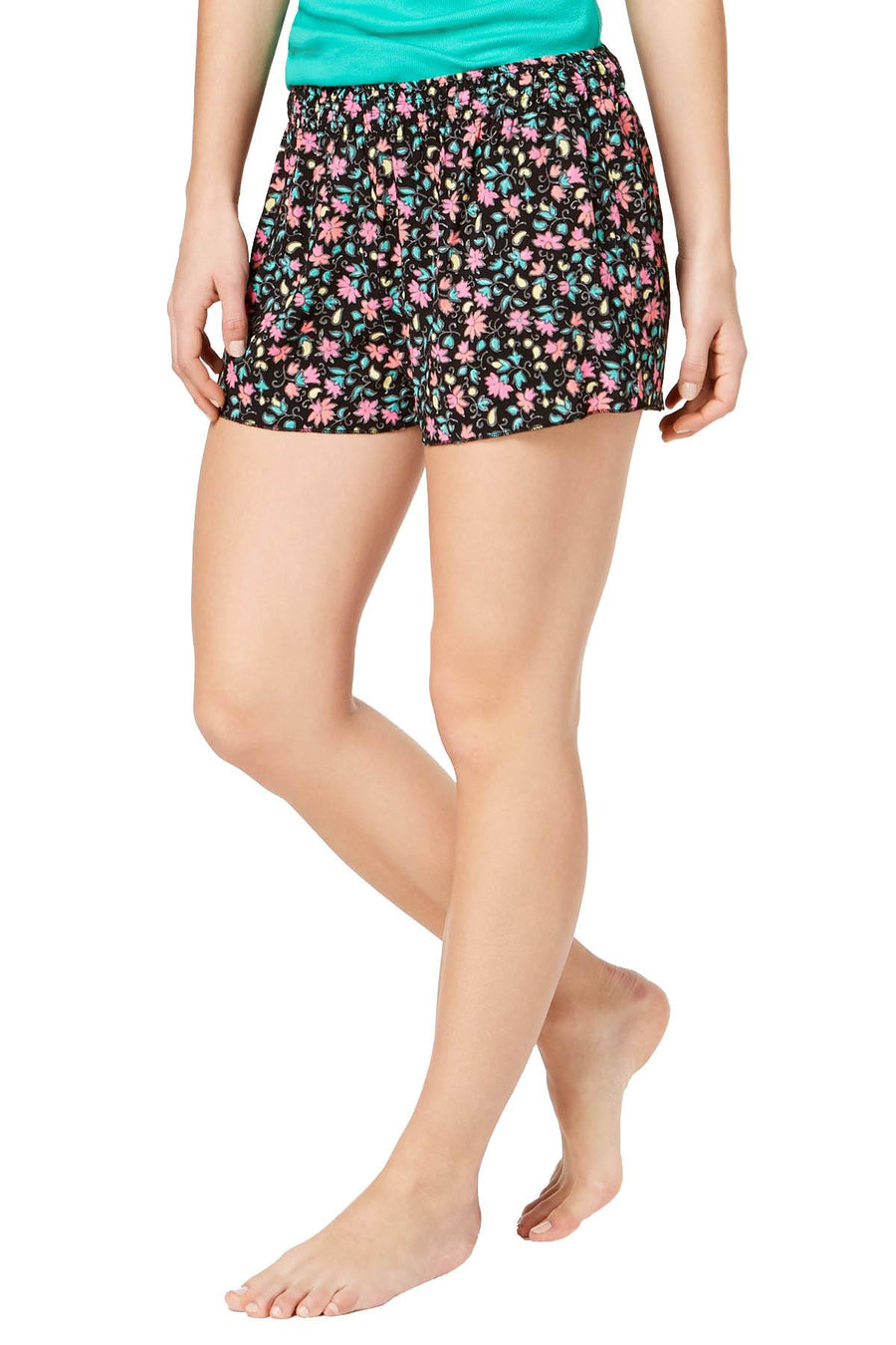 Jenni Woven Lounge Short in Black Multi Floral