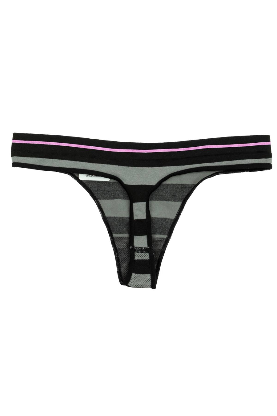 Jenni by Jennifer Moore Black/Grey Stripe Seamless Thong