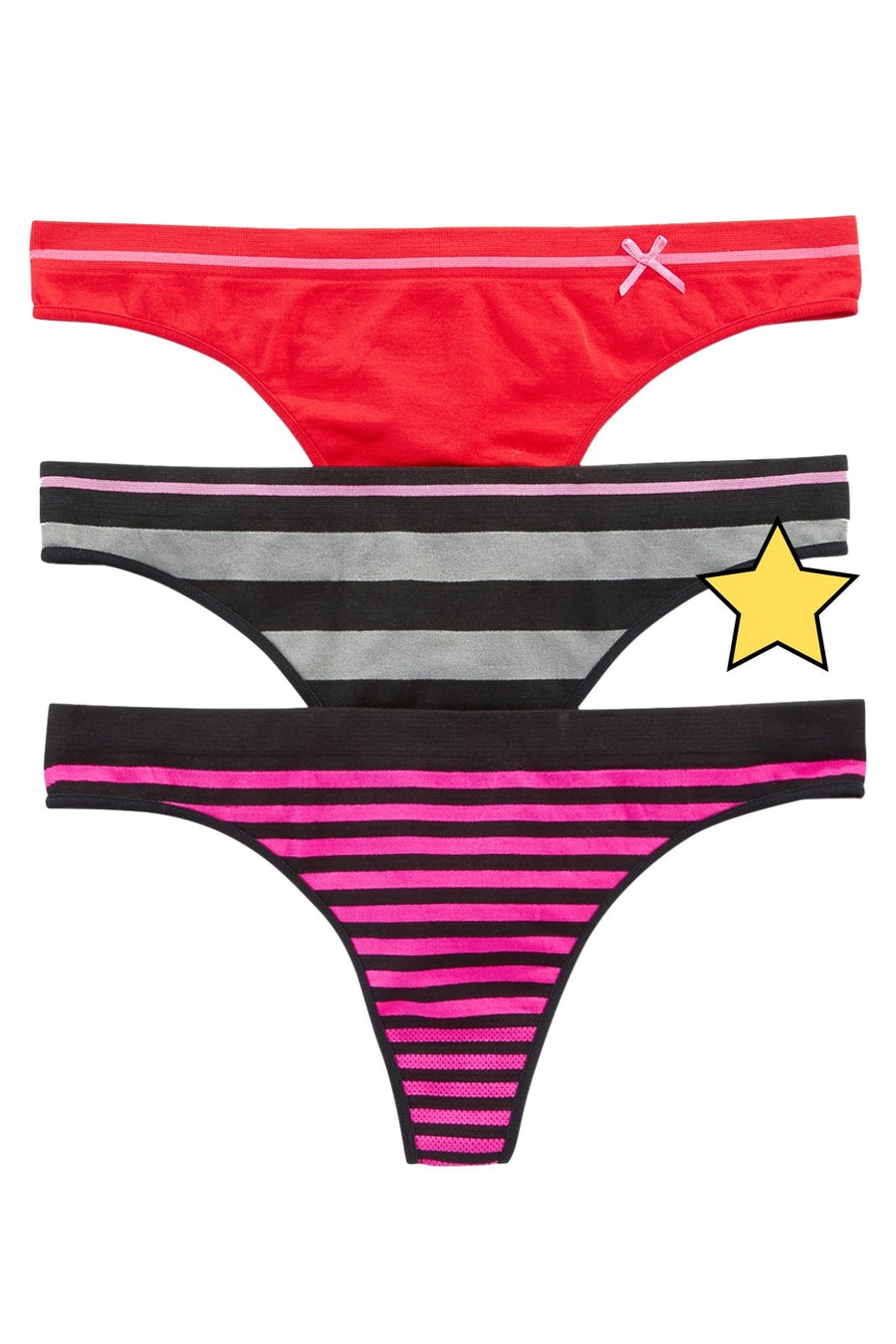 Jenni by Jennifer Moore Black/Grey Stripe Seamless Thong
