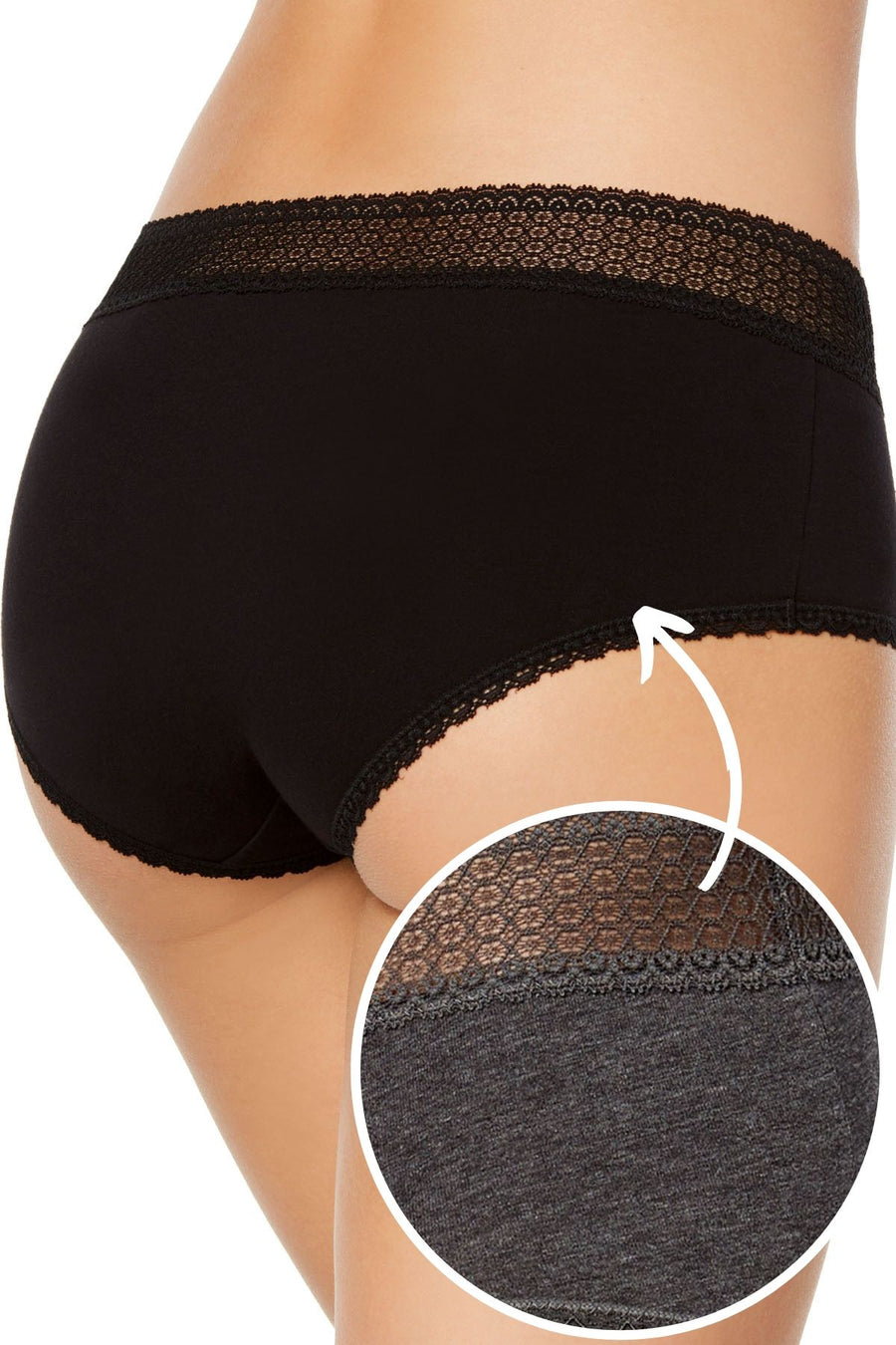 Jenni by Jennifer Moore Charcoal Lace-Waist Hipster