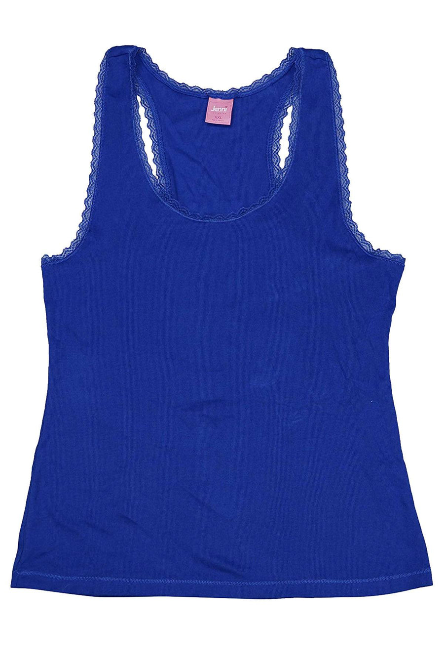 Jenni by Jennifer Moore Cobalt Sea Solid Lace Trim Tank Top