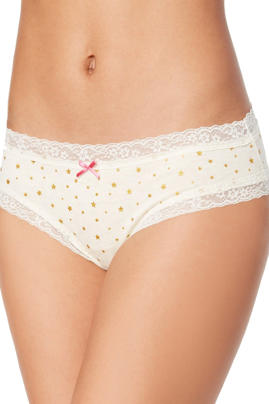 Jenni by Jennifer Moore Cream Foil-Stars Lace-Trim Cheeky Hipster