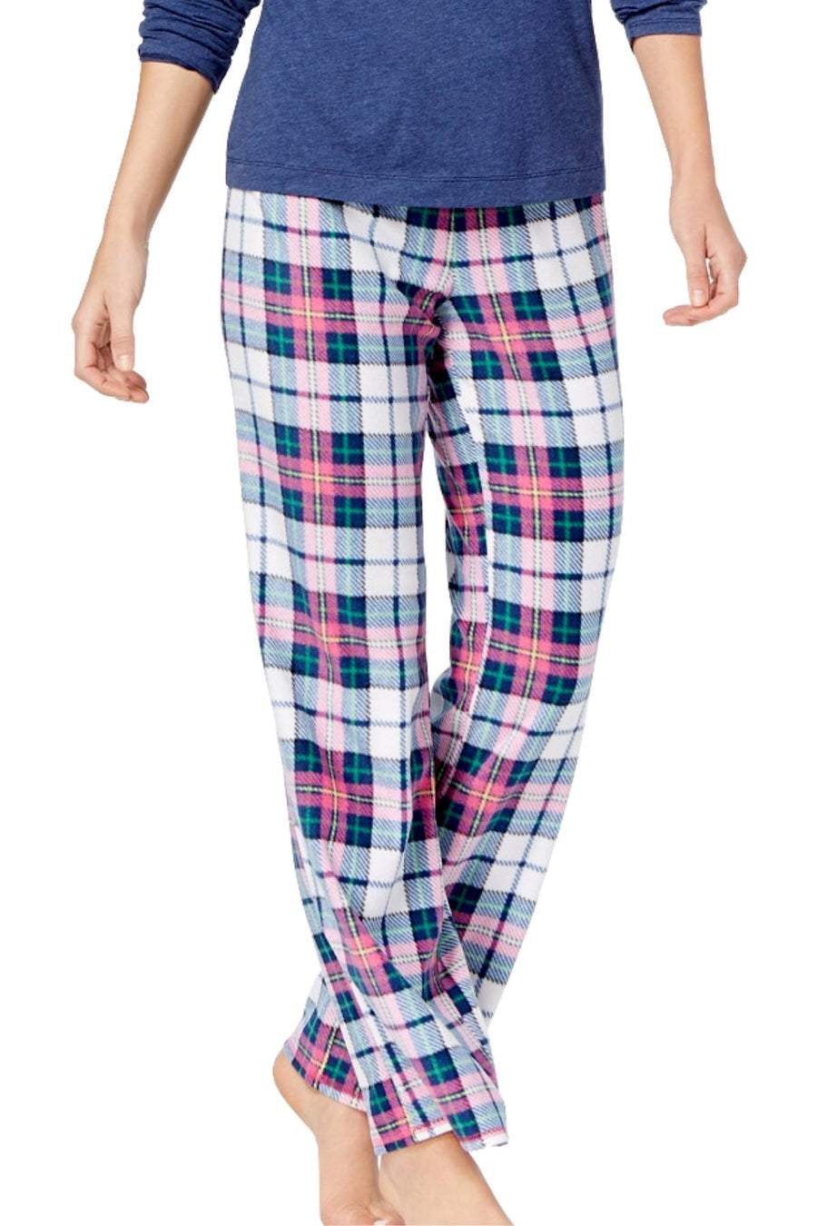 Jenni by Jennifer Moore Navy/Plaid Naughty/Nice Knit/Fleece Pajama Set