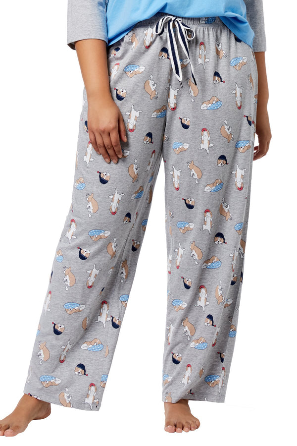 Jenni by Jennifer Moore PLUS Grey Sleeping-Dogs Printed Pajama Pant