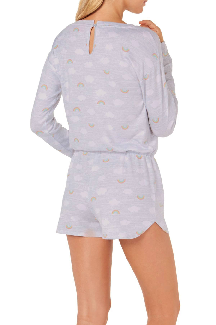 Jenni by Jennifer Moore Rainbow/Clouds Printed Soft Knit Romper