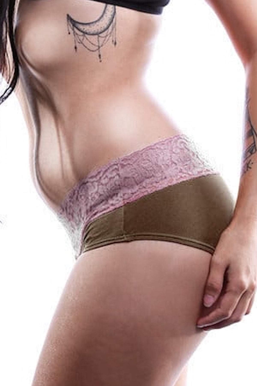 Jezebel Brown & Pink Lace Brief