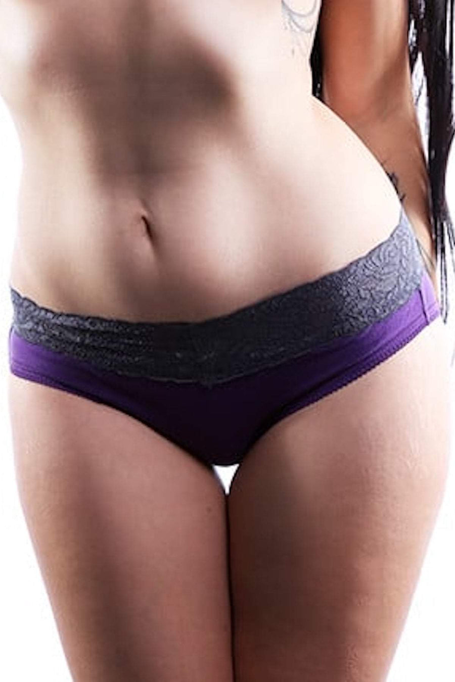 Jezebel Purple & Grey Lace Brief