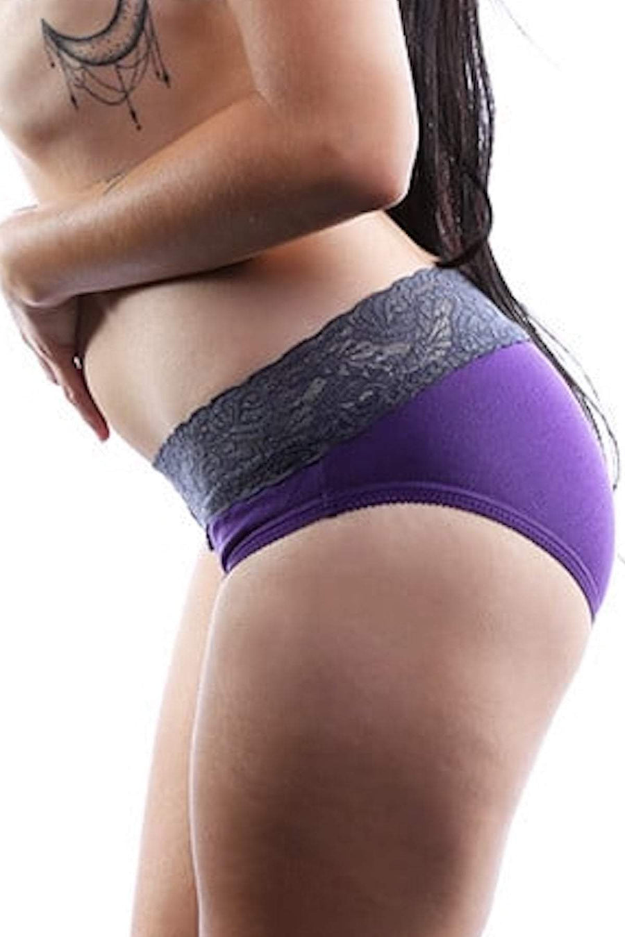 Jezebel Purple & Grey Lace Brief