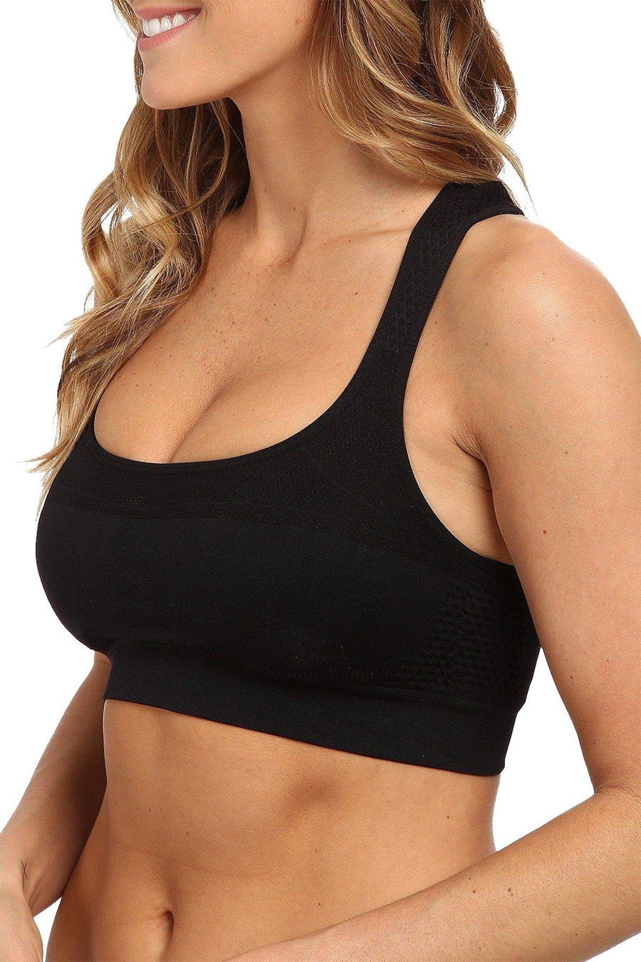 Jockey Deep Black Sport Performance Pushup Seamless Sports Bra