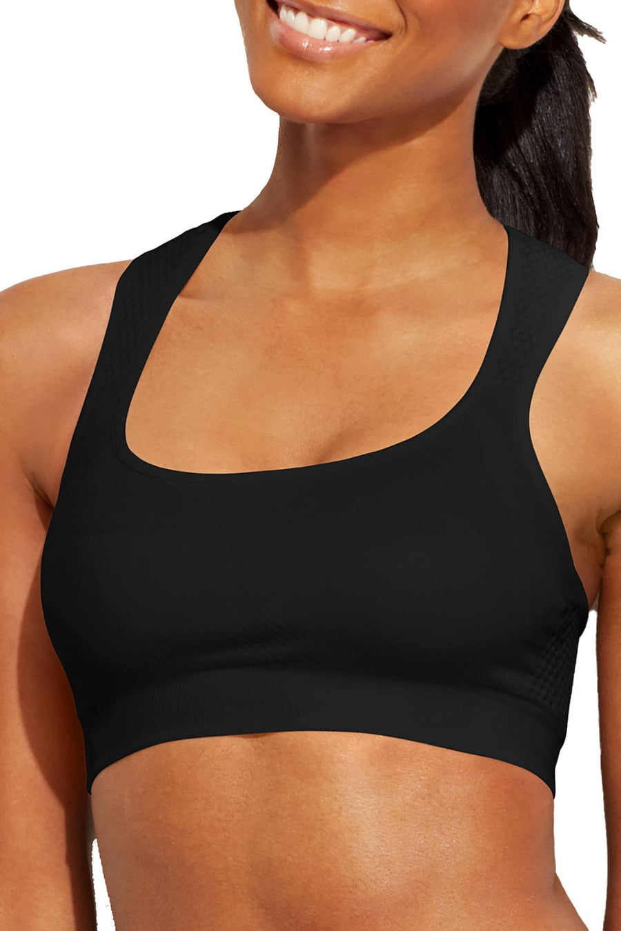 Jockey Deep Black Sport Performance Pushup Seamless Sports Bra