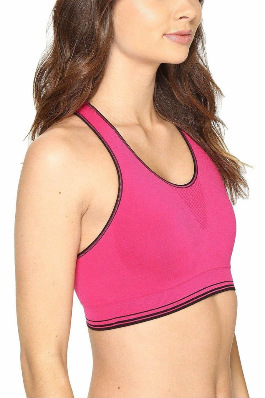 Jockey Fuchsia Sporties Stripe Reversible Racerback Crop Bra