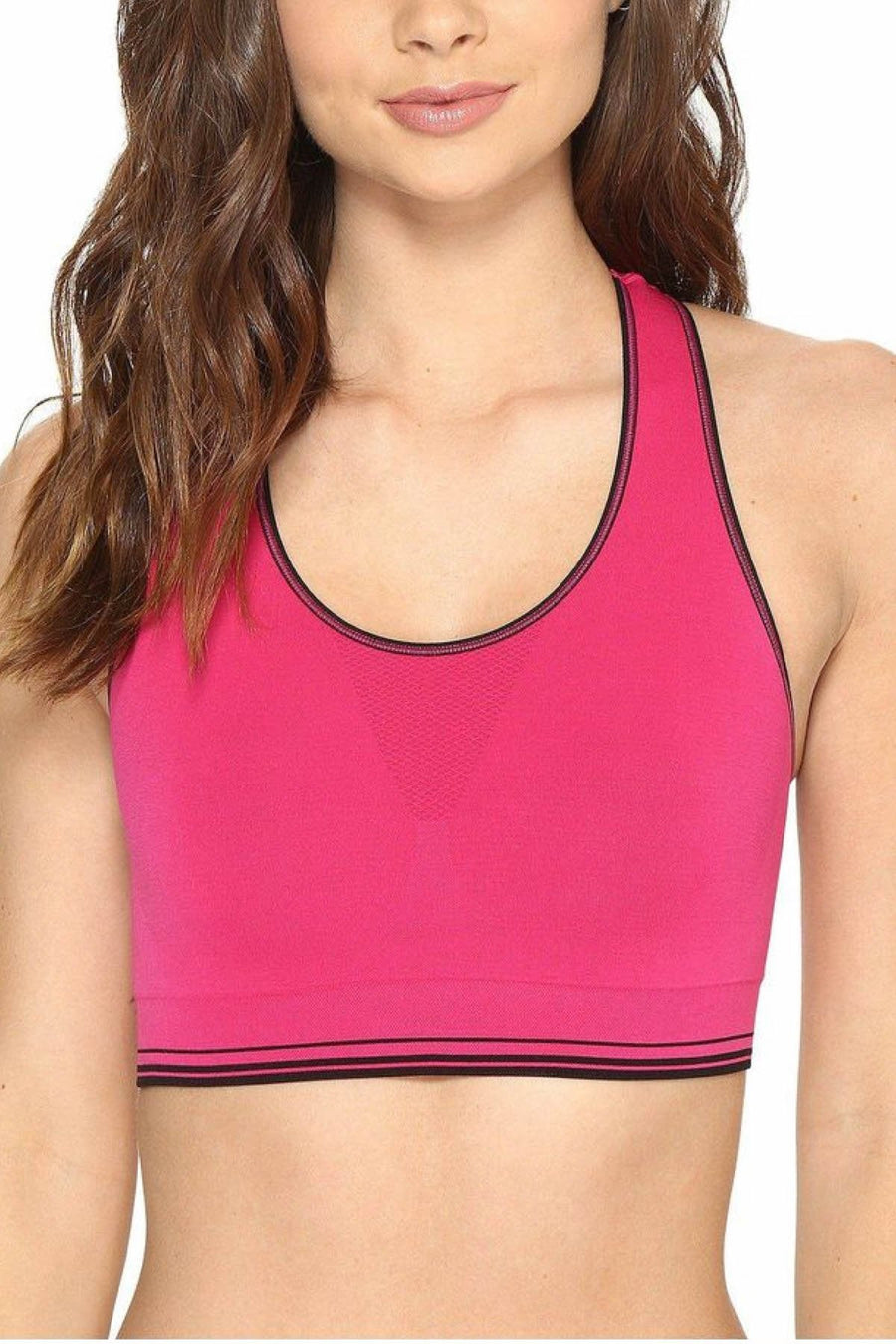Jockey Fuchsia Sporties Stripe Reversible Racerback Crop Bra