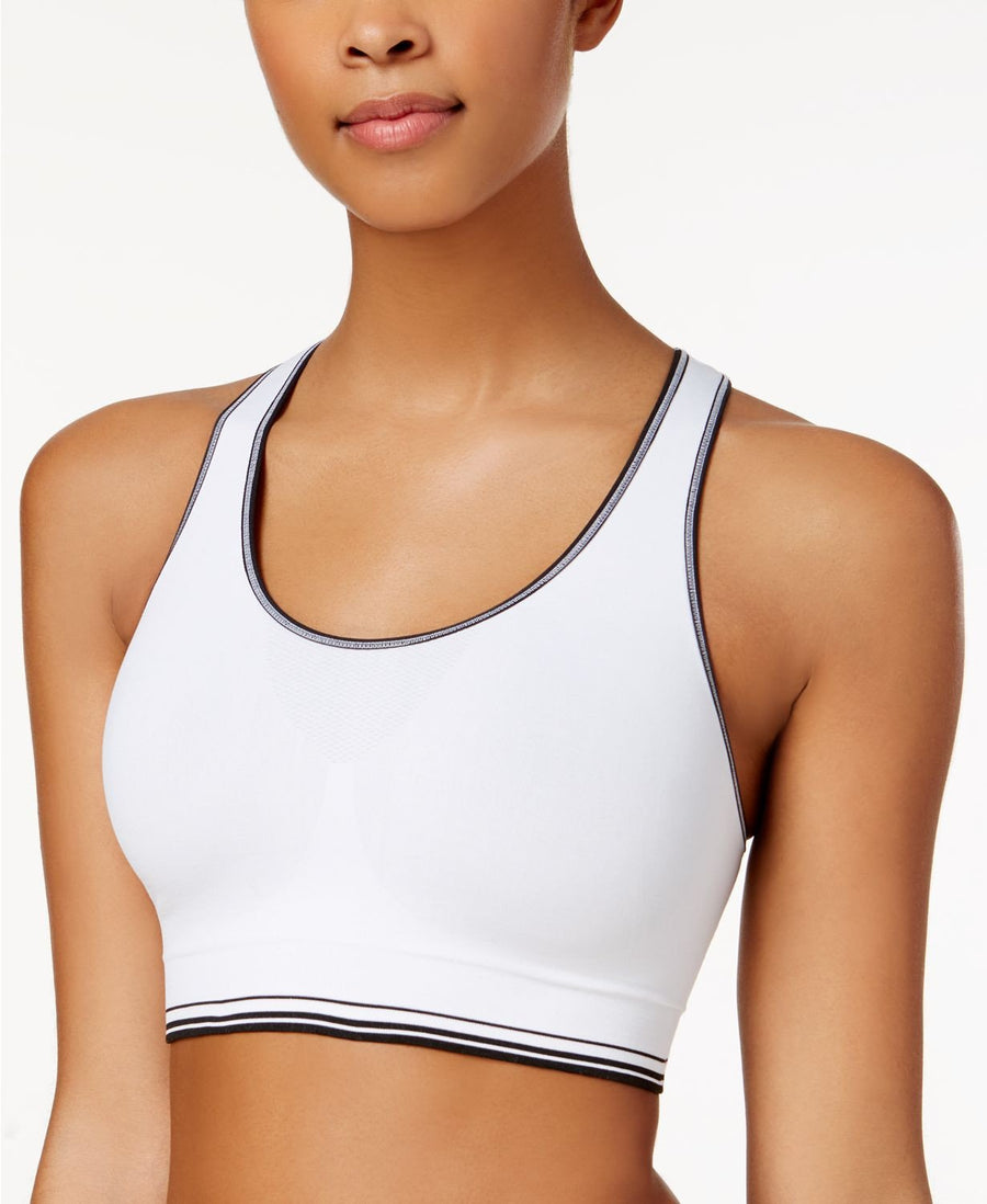Jockey Sporties Seamless Low Impact Reversible Sport Bra in White/Black