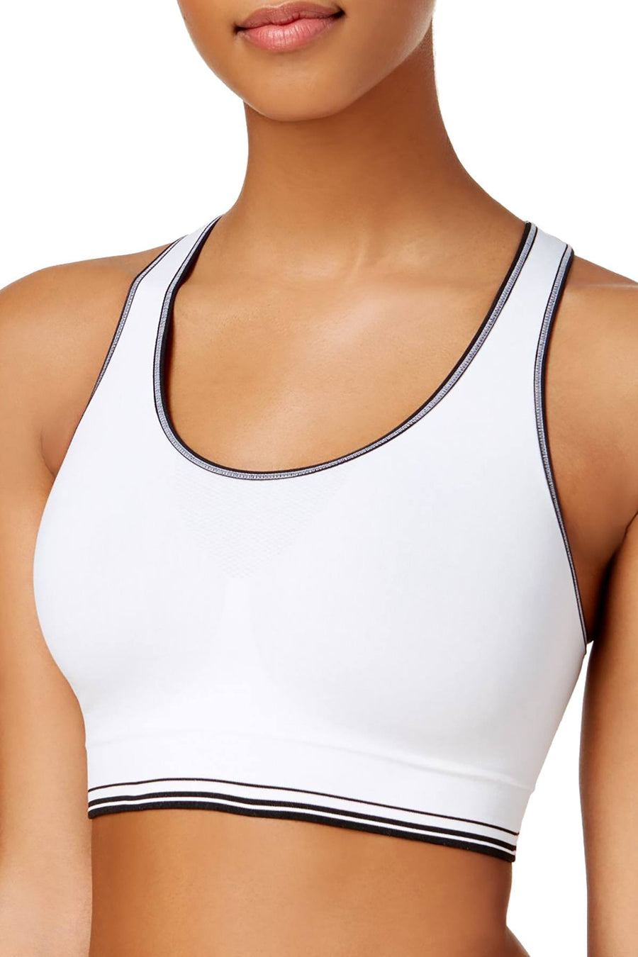 Jockey Sporties Seamless Low Impact Reversible Sport Bra in White/Black