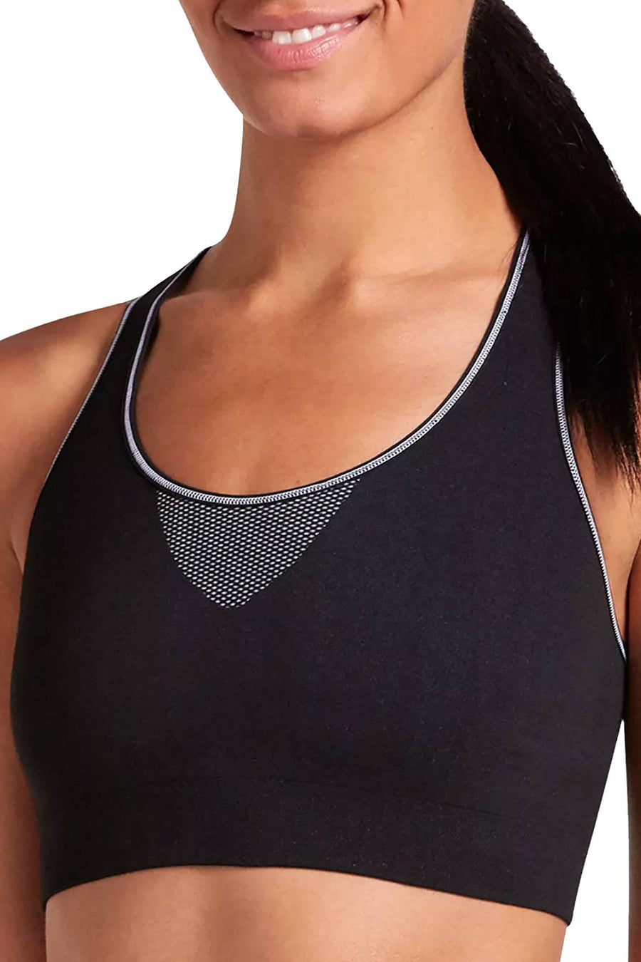 Jockey Sporties Seamless Low Impact Reversible Sport Bra in White/Black